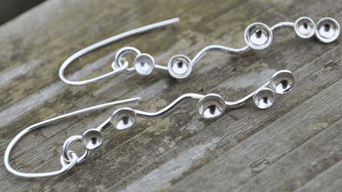 Silver Irish Rain Wavy Dangle Earrings