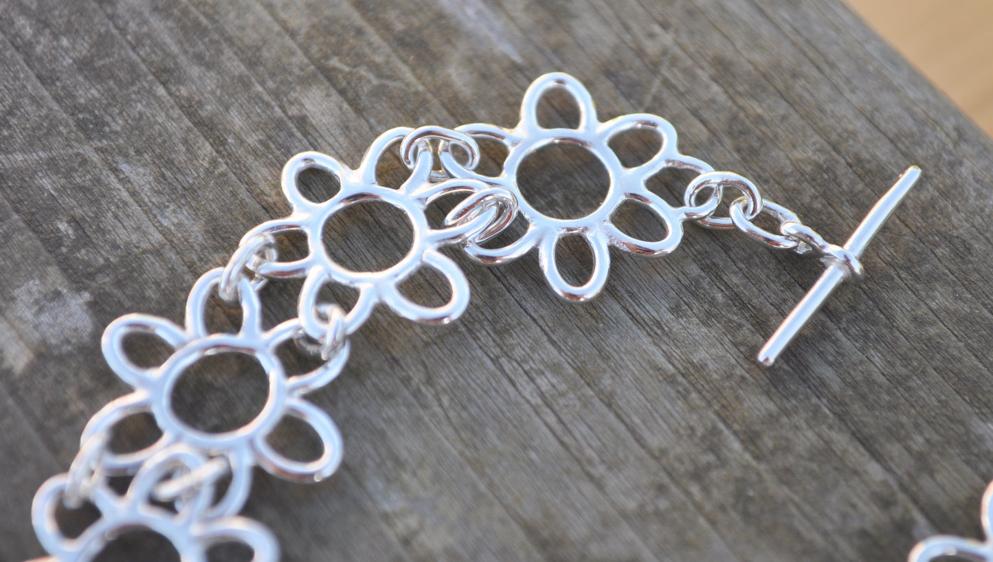 Silver Irish Floral Lace Bracelet