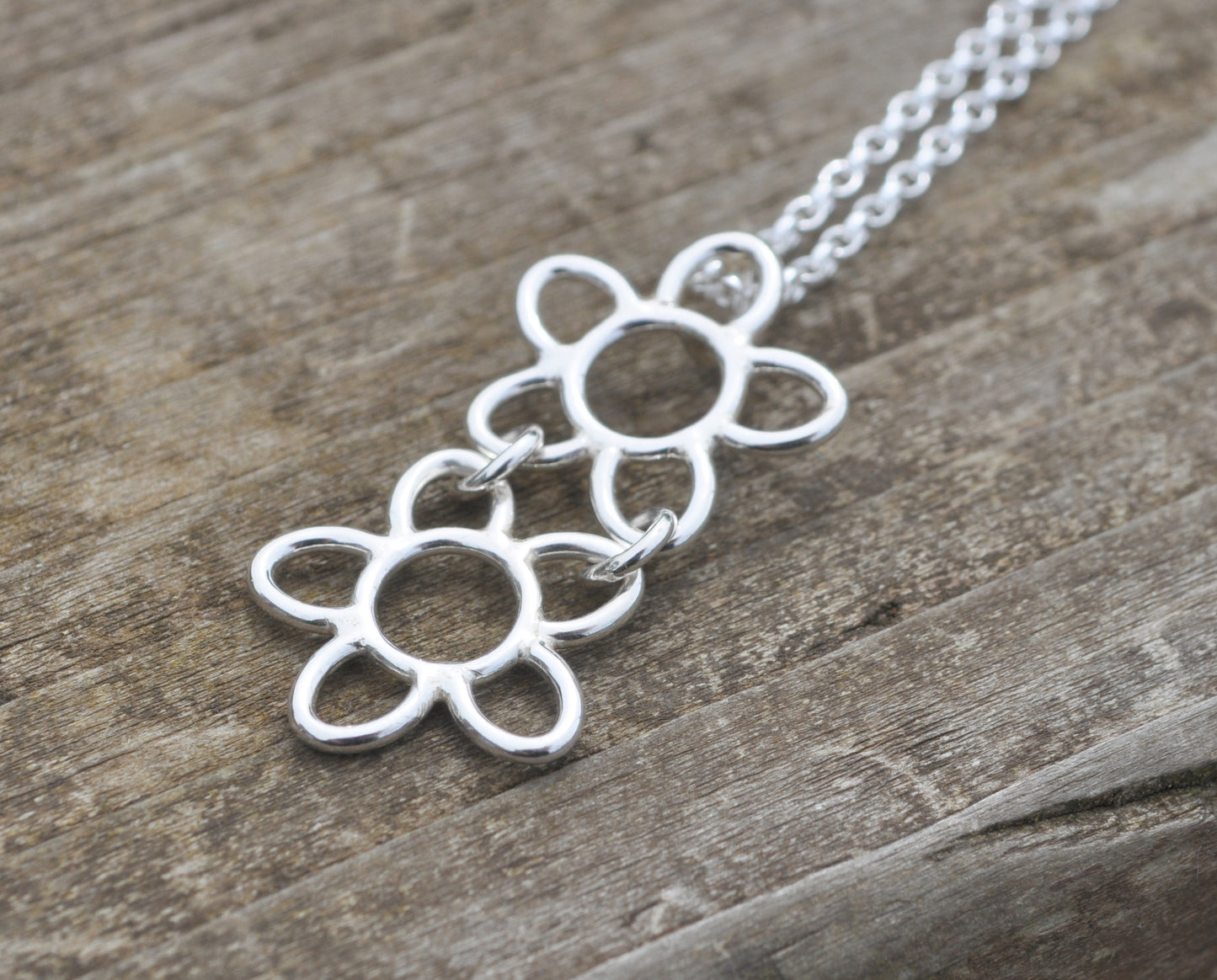 Silver Irish Floral Lace Double Flower Pendant