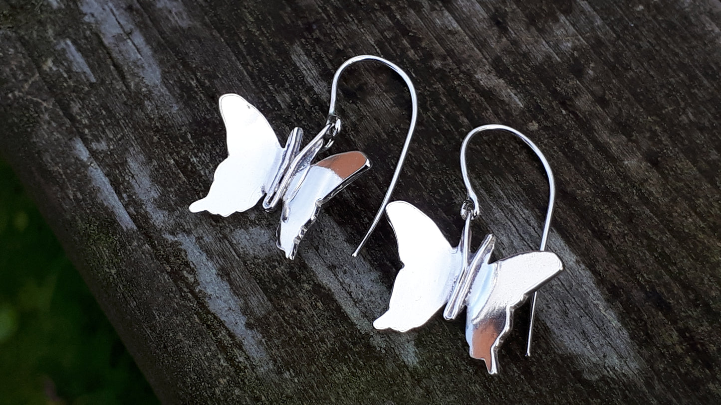 Silver Butterfly Dangle Earrings