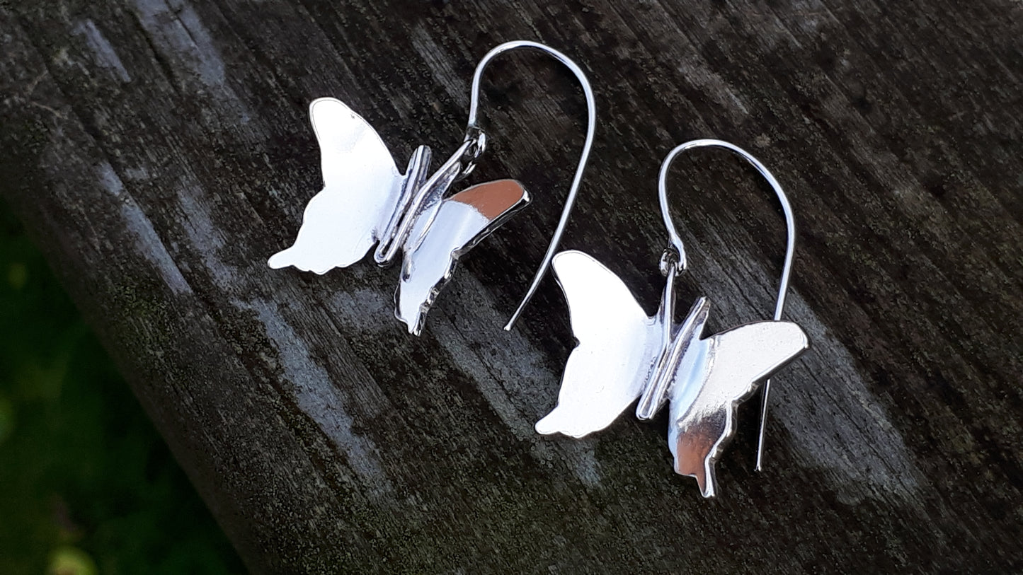 Silver Butterfly Dangle Earrings