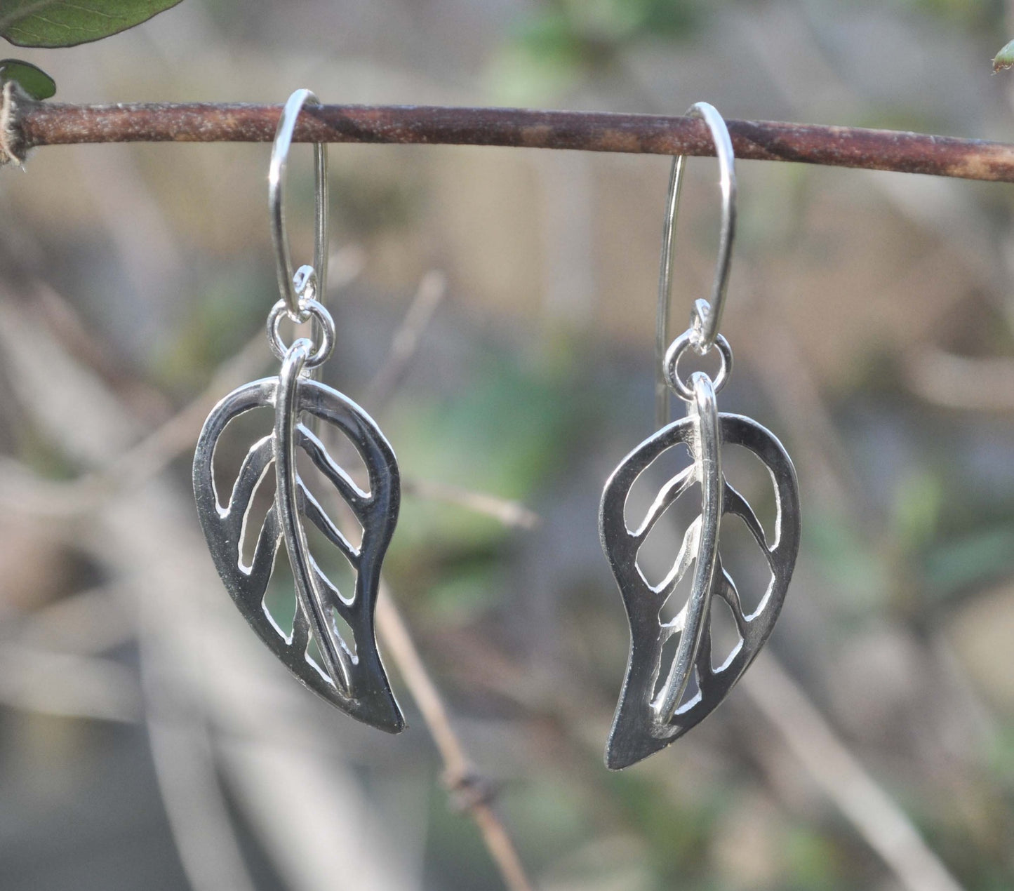 Silver Leaf Dangle Earrings