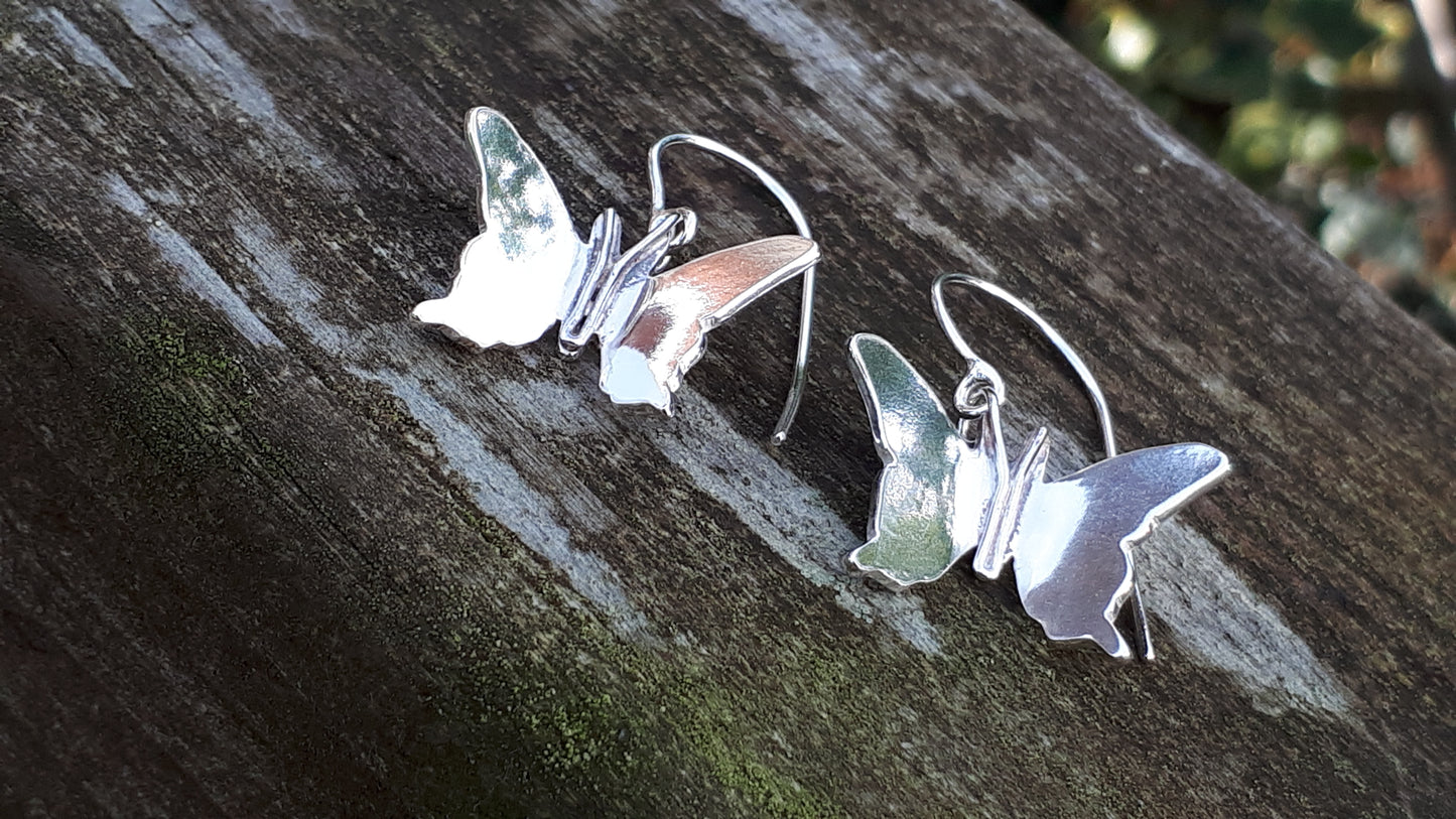 Silver Butterfly Dangle Earrings