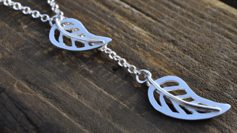 Silver Leaf Lariat Necklace