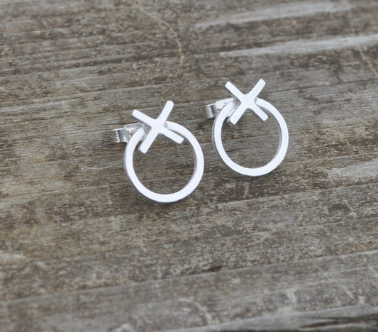 Hugs and Kisses Silver Stud Earrings