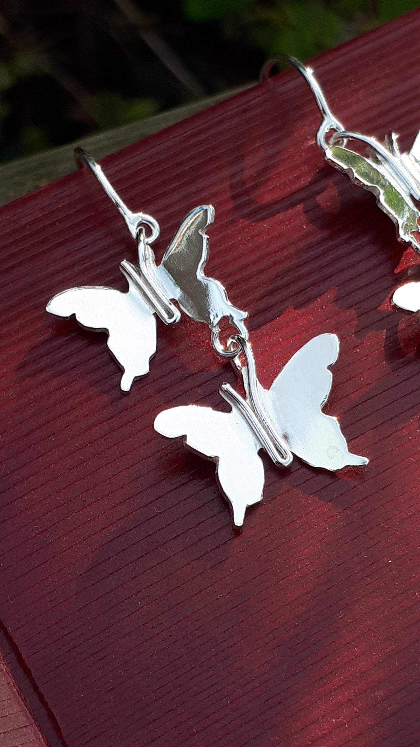 Silver Double Butterfly Dangle Earrings