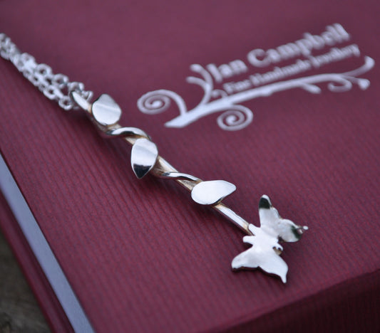 Silver Butterfly Vine Pendant