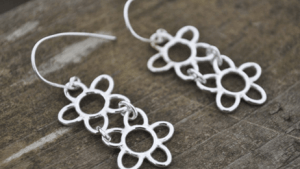 Silver Irish Floral Lace Double Flower Earrings