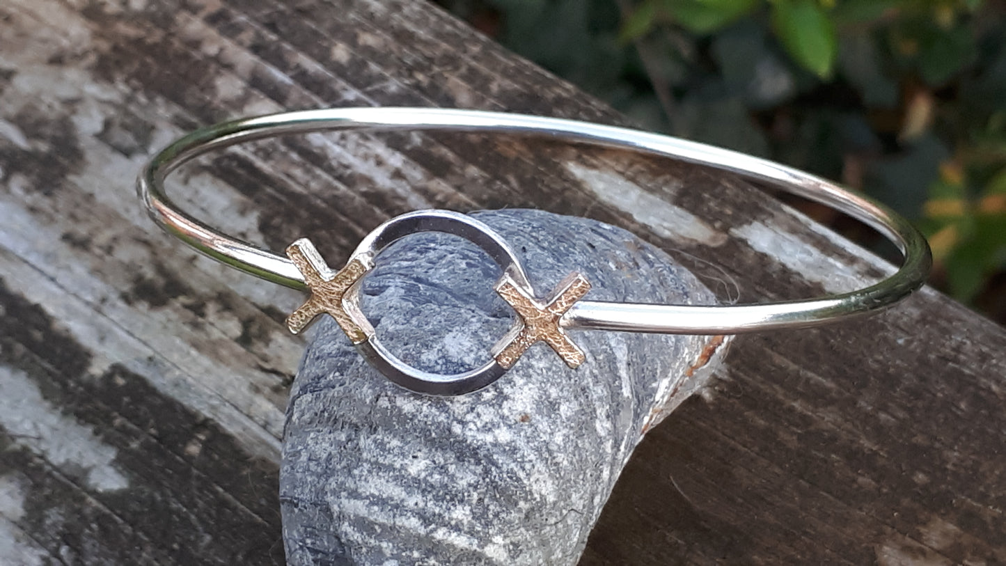 Silver and Gold Hugs and Kisses Bangle