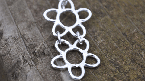 Silver Irish Floral Lace Double Flower Pendant