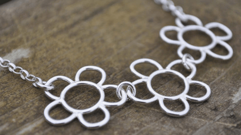 Silver Irish Floral Lace Triple Flower Necklace