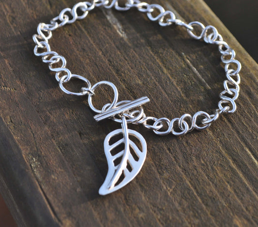 Silver Leaf Adjustable Bracelet
