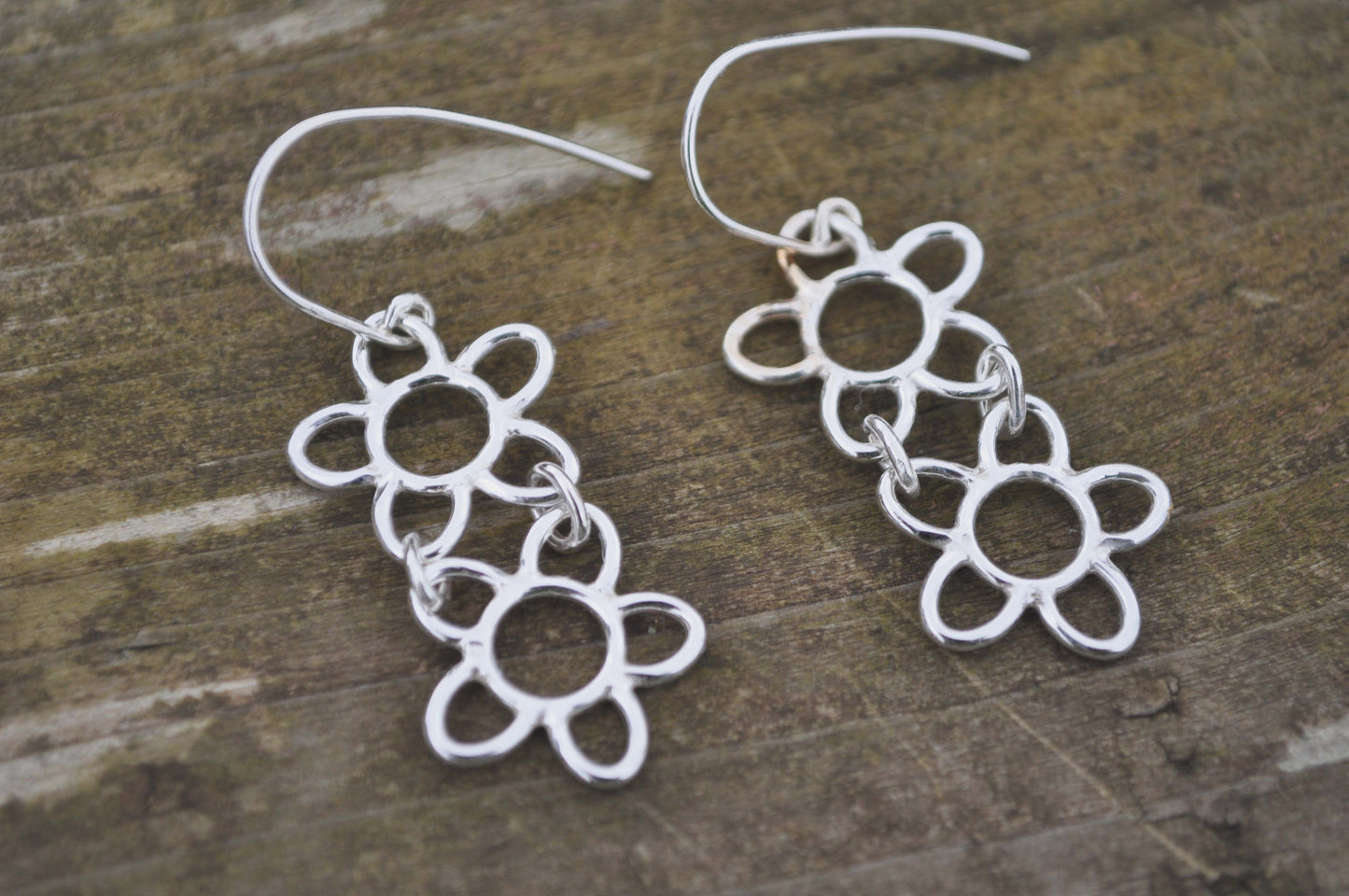 Silver Irish Floral Lace Double Flower Earrings