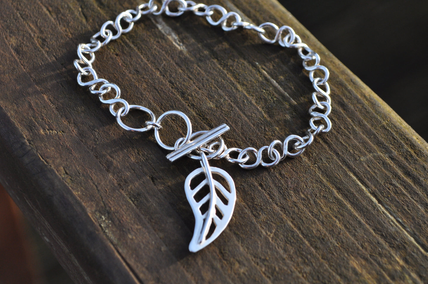 Silver Leaf Adjustable Bracelet