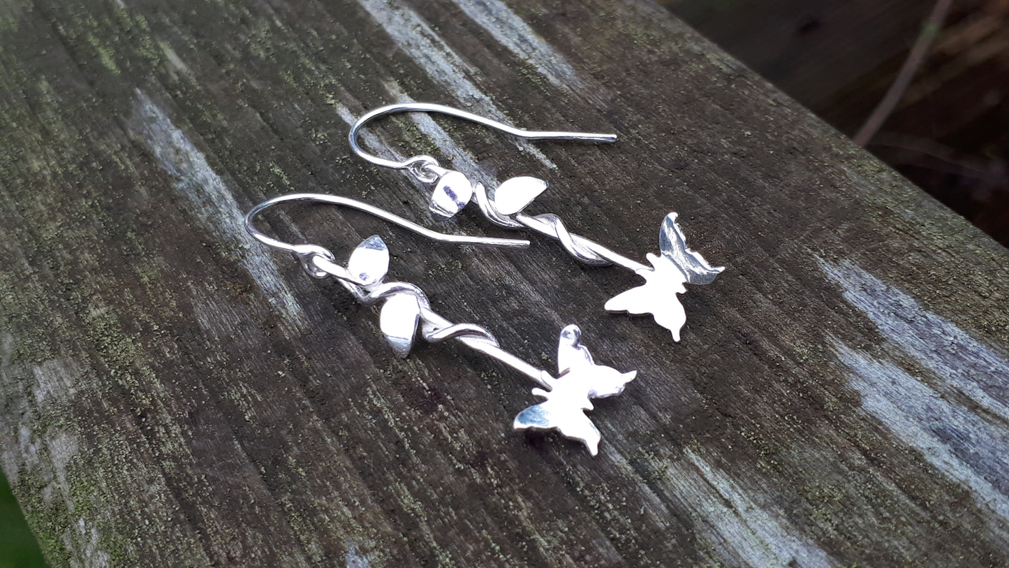 Silver Butterfly Vine Earrings