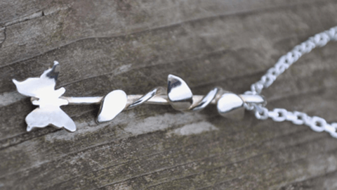 Silver Butterfly Vine Pendant