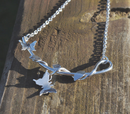Silver Butterfly Vine Necklace