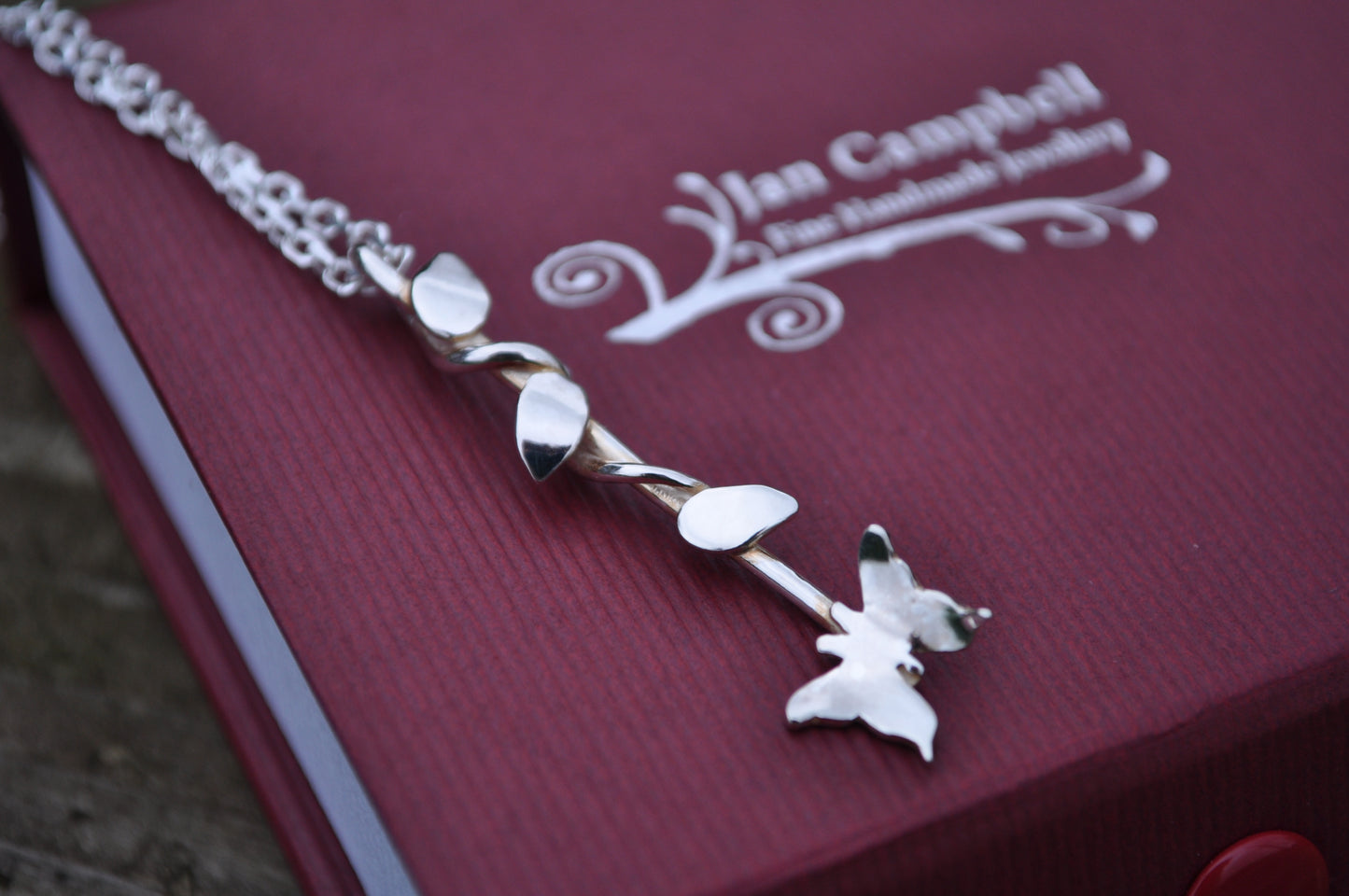 Silver Butterfly Vine Pendant