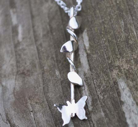 Silver Butterfly Vine Pendant