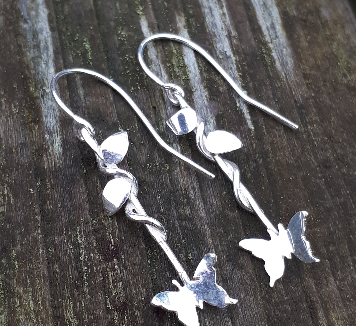 Silver Butterfly Vine Earrings